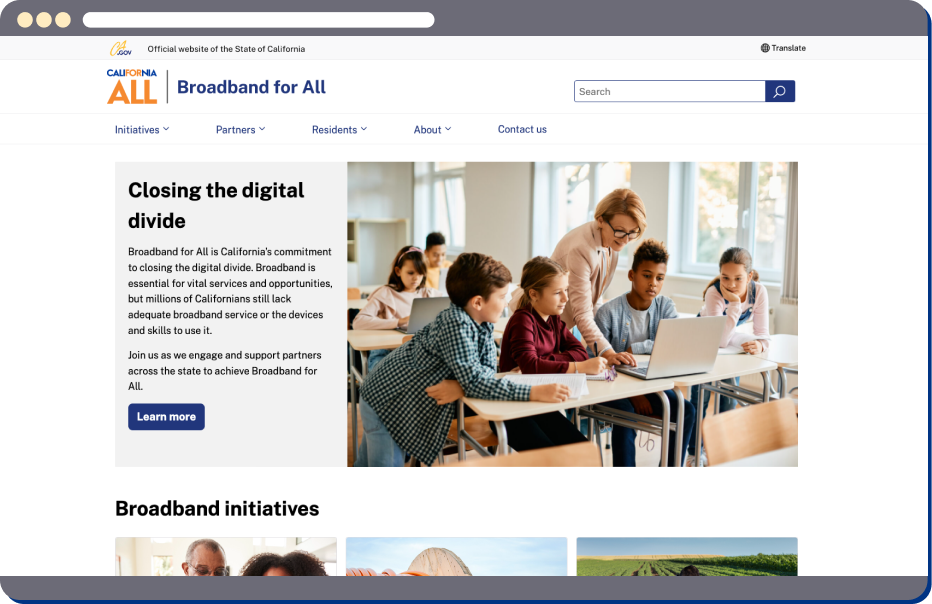broadbandforall.cdt.ca.gov website homepage